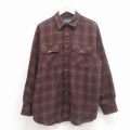 L★古着 長袖 ウール シャツ メンズ 90年代 90s エンジ他 オンブレ チェック 26jan17