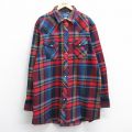 XL★古着 ラングラー 長袖 ウエスタン フランネル シャツ メンズ 大きいサイズ ロング丈 コットン 赤他 チェック 26jan20