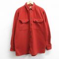 XL★古着 カベラス 長袖 ウール シャツ メンズ 00年代 00s ヒジ当て ボタンダウン オレンジ系 26jan20