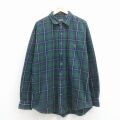 XL★古着 ランズエンド 長袖 フランネル シャツ メンズ 00年代 00s 大きいサイズ コットン 緑他 チェック 26feb02