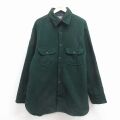 XL★古着 ジョンソン 長袖 ウール シャツ メンズ ロング丈 USA製 緑【spe】 26feb02