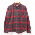 L★古着 ウールリッチ 長袖 フランネル シャツ ボタンダウン 赤他 チェック 26feb04
