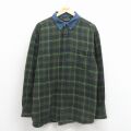 XL★古着 FADED GLORY 長袖 フランネル シャツ メンズ 襟デニム ボタンダウン コットン 緑他 チェック【spe】 26feb10