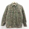 L★古着 長袖 ハンティング フランネル シャツ メンズ 90年代 90s TREBARK コットン USA製 ベージュ他 迷彩【spe】 26feb10
