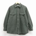 XL★古着 長袖 ヘビー フランネル シャツ メンズ 濃緑 26feb10