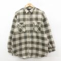 L★古着 ベーシックエディションズ 長袖 フランネル シャツ メンズ 90年代 90s コットン 緑系他 オンブレ チェック 内側キルティング【spe】 26feb12