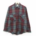 L★古着 シアーズ 長袖 ウール シャツ メンズ 90年代 90s エンジ系他 チェック 26feb12