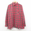 XL★古着 ピューリタン 長袖 フランネル シャツ メンズ 90年代 90s 大きいサイズ ロング丈 コットン USA製 赤他 チェック 26feb12