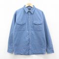L★古着 CODET 長袖 ヘビー フランネル シャツ メンズ 80年代 80s コットン USA製 薄紺 26feb17