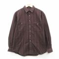L★古着 エディーバウアー 長袖 ヘビー フランネル シャツ メンズ 90年代 90s コットン こげ茶他 ストライプ【spe】 26feb21