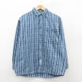 L★古着 ドッカーズ 長袖 フランネル シャツ メンズ 90年代 90s コットン ボタンダウン 薄紺他 チェック 26feb21