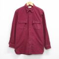 XL★古着 エルエルビーン 長袖 ヘビー フランネル シャツ メンズ 80年代 80s ロング丈 コットン エンジ 26feb25