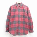 L★古着 ランズエンド 長袖 フランネル シャツ メンズ 00年代 00s コットン ボタンダウン 赤他 チェック 26mar03