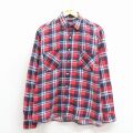 L★古着 長袖 フランネル シャツ メンズ 80年代 80s コットン USA製 赤他 チェック 26mar03