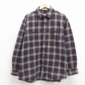 XL★古着 オービス 長袖 フランネル シャツ メンズ コットン 紺他 チェック 26mar03