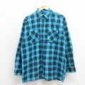L★古着 長袖 フランネル シャツ メンズ 00年代 00s コットン 青他 チェック 26mar03