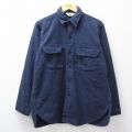 L★古着 ウールリッチ 長袖 ヘビー フランネル シャツ メンズ 80年代 80s コットン USA製 紺 26mar07