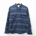 XL★古着 エルエルビーン 長袖 フランネル シャツ メンズ 00年代 00s コットン ボタンダウン 紺他 ボーダー【spe】 26mar07