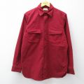 L★古着 エルエルビーン 長袖 ヘビー フランネル シャツ メンズ 80年代 80s コットン USA製 エンジ 26mar07