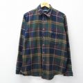 XL★古着 バンヒューセン 長袖 フランネル シャツ メンズ 90年代 90s コットン 紺他 チェック 26mar07
