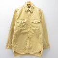 L★古着 エディーバウアー 長袖 ヘビー フランネル シャツ メンズ 80年代 80s ロング丈 コットン USA製 黄系 26mar14