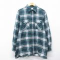 XL★古着 長袖 フランネル シャツ メンズ 00年代 00s 緑他 チェック 内側サーマル 26mar19