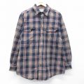 XL★古着 カーハート 長袖 フランネル シャツ メンズ ロング丈 コットン 濃紺他 チェック【spe】 26mar19