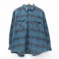 XL★古着 ダコタ 長袖 ヘビー フランネル シャツ メンズ 大きいサイズ コットン 青緑他 チェック 26mar19