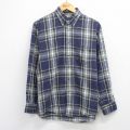 L★古着 エディーバウアー 長袖 ヘビー フランネル シャツ メンズ 90年代 90s コットン ボタンダウン USA製 紺他 チェック【spe】 26mar21