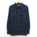 XL★古着 長袖 フランネル シャツ メンズ 90年代 90s 濃紺他 チェック 内側サーマル 26mar21