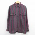 XL★古着 ティンバーランド 長袖 ヘビー フランネル シャツ メンズ 90年代 90s 大きいサイズ コットン グレー他 ストライプ【spe】 26mar21
