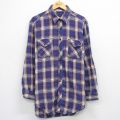 XL★古着 Wear Guard 長袖 フランネル シャツ メンズ 90年代 90s 大きいサイズ ロング丈 コットン 青他 チェック 26apr01
