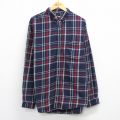 XL★古着 エディーバウアー 長袖 フランネル シャツ メンズ 00年代 00s 大きいサイズ コットン ボタンダウン 紺他 チェック 26apr01