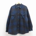 XL★古着 ベーシックエディションズ 長袖 フランネル シャツ メンズ 90年代 90s 大きいサイズ コットン 紺他 チェック 内側キルティング 26apr10