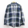 L★古着 ギャップ GAP 長袖 フランネル シャツ メンズ 90年代 90s コットン 紺他 チェック【spe】 26apr10