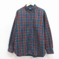 XL★古着 エルエルビーン 長袖 フランネル シャツ メンズ 00年代 00s コットン ボタンダウン 濃青他 チェック 26apr15