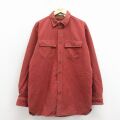 XL★古着 エルエルビーン 長袖 ヘビー フランネル シャツ メンズ 00年代 00s 大きいサイズ ロング丈 コットン エンジ 内側ネイティブ柄【spe】 26apr15