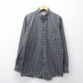 XL★古着 エルエルビーン 長袖 フランネル シャツ メンズ 00年代 00s ロング丈 コットン ボタンダウン グレー他 チェック 26apr21