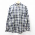 XL★古着 エルエルビーン 長袖 フランネル シャツ メンズ 00年代 00s コットン ボタンダウン 濃紺他 チェック 26apr21