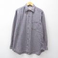 XL★古着 EMS 長袖 フランネル シャツ メンズ 80年代 80s 薄紺他 チェック【spe】 26apr21