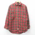 L★古着 アバクロンビー 長袖 ヘビー フランネル シャツ メンズ 90年代 90s ロング丈 コットン 赤他 チェック 26apr25