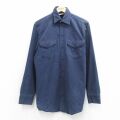 L★古着 FROSTPROOF 長袖 ヘビー フランネル シャツ メンズ 80年代 80s ロング丈 コットン USA製 濃紺【spe】 26apr30