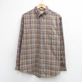L★古着 アロー 長袖 フランネル シャツ メンズ 00年代 00s ボタンダウン ベージュ他 チェック 26apr30