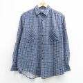 L★古着 ベーシックエディションズ 長袖 フランネル シャツ メンズ 90年代 90s コットン 紺他 チェック 26apr30