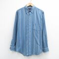 XL★古着 アロー 長袖 フランネル シャツ メンズ 90年代 90s ボタンダウン 紺他 ストライプ 26apr30