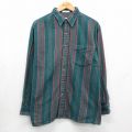 アロー 90s 長袖フランネルシャツ ストライプ グリーン XL | 古着