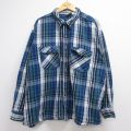 ファイブブラザー 90s 長袖フランネルシャツ ネイビーチェック メンズXL相当 | 古着