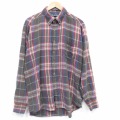 XL★古着 バンヒューセン 長袖 フランネル シャツ メンズ 90年代 90s コットン ボタンダウン 茶他 チェック 26feb07