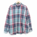 XL★古着 ボストントレーダーズ 長袖 フランネル シャツ メンズ 00年代 00s 大きいサイズ コットン 紺他 チェック 26feb07
