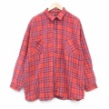 XL★古着 長袖 フランネル シャツ メンズ 90年代 90s 大きいサイズ コットン USA製 赤他 チェック 26feb07